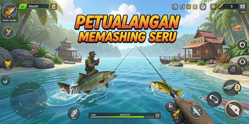 Tampilan gameplay ASIA200 dengan aksi memancing yang mendebarkan.