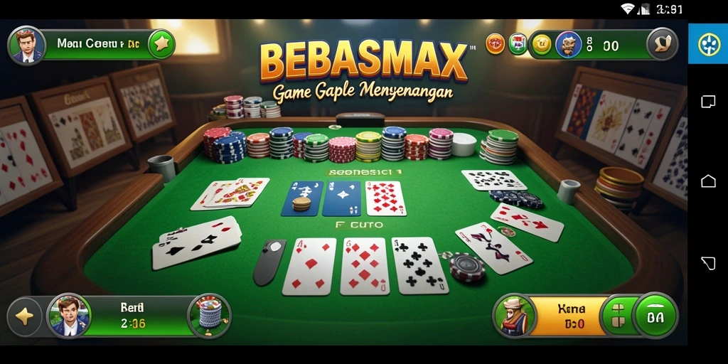 Tampilan gameplay seru dalam BEBASMAX yang menampilkan permainan Gaple.