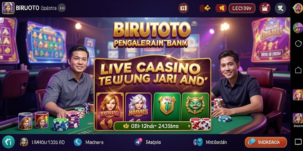 Screenshot gameplay BIRUTOTO menampilkan dealer dan meja permainan langsung.