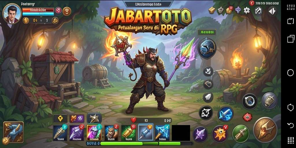 Tampilan gameplay seru dari JABARTOTO dengan karakter menantang musuh.