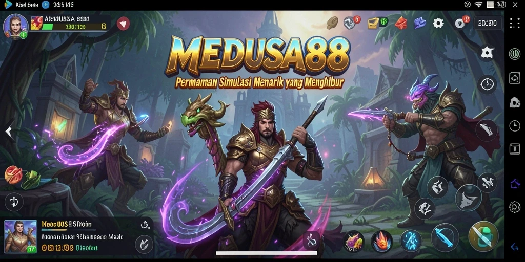 Tangkapan layar menampilkan gameplay interaktif dan grafik memukau di MEDUSA88.