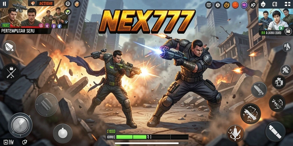 Tampilan gameplay seru NEX777 saat bertempur.