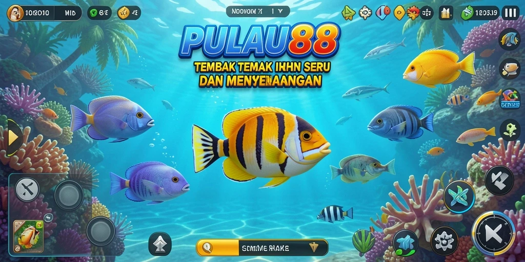 Gameplay seru Tembak Ikan di PULAU88 dengan banyak ikan.
