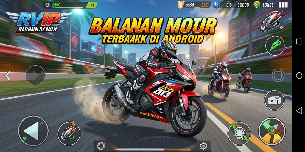 Screenshot gameplay RVIP menampilkan balapan motor yang seru dan menegangkan.