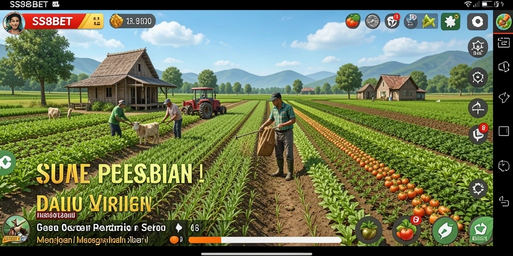 Screenshot utama SS88BET menampilkan keseruan bertani dan berinteraksi.