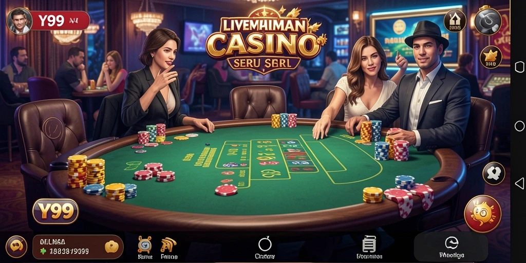 Screenshot Y89 menampilkan dealer profesional dan gameplay Live Casino yang menegangkan.